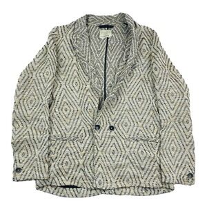 Giada Forte Italy-Estate 2015 Tan White Black Woven Linen Cotton Jacket Size S